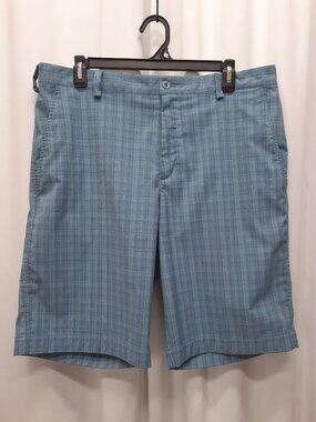Nike Golf Plaid Shorts Men’s 34 Blue Slate Checkered Stretch Preppy Casual